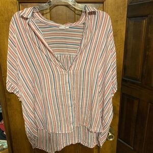 Red white and blue button up